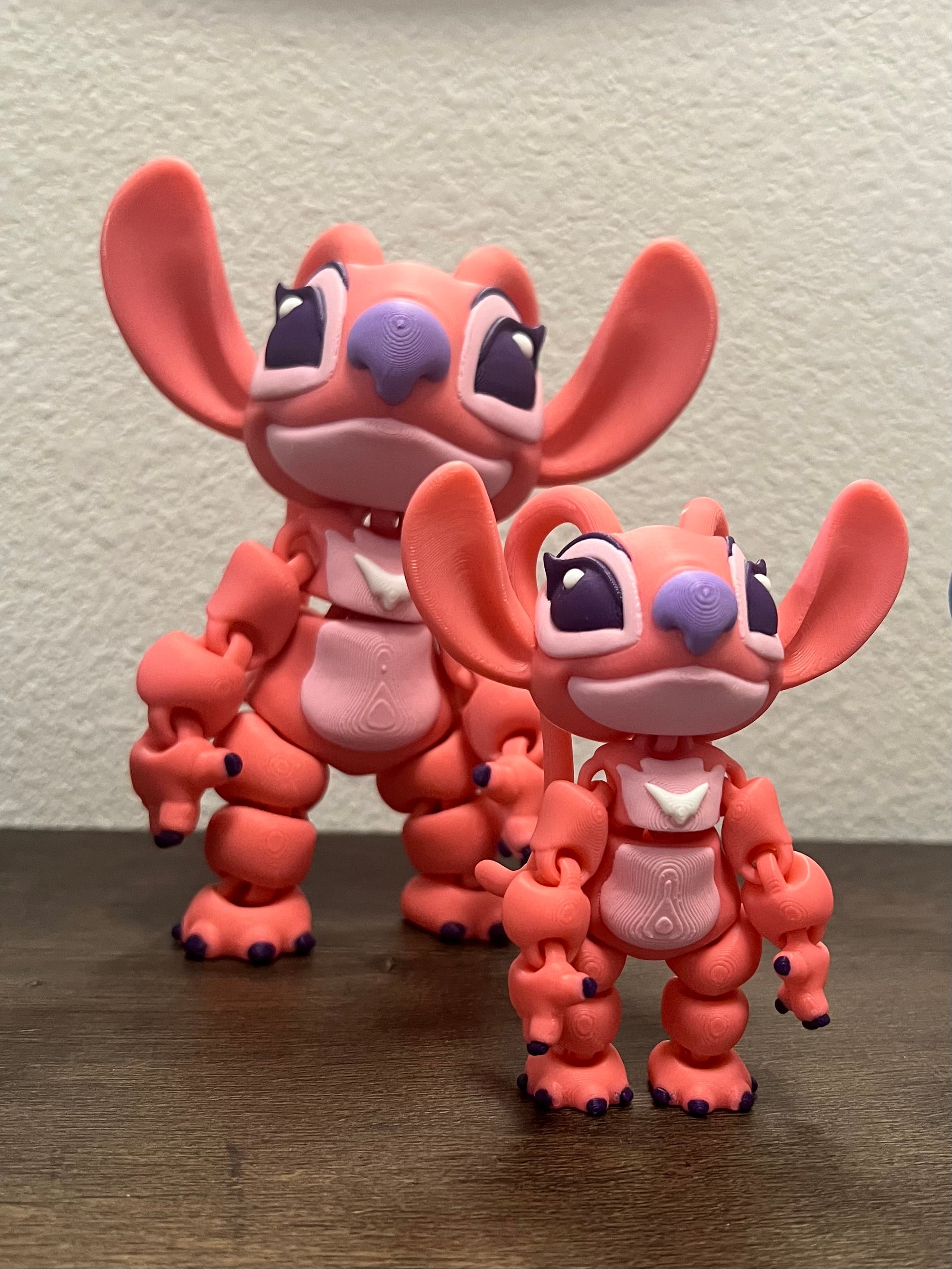 Pink Angel and Blue Stitch