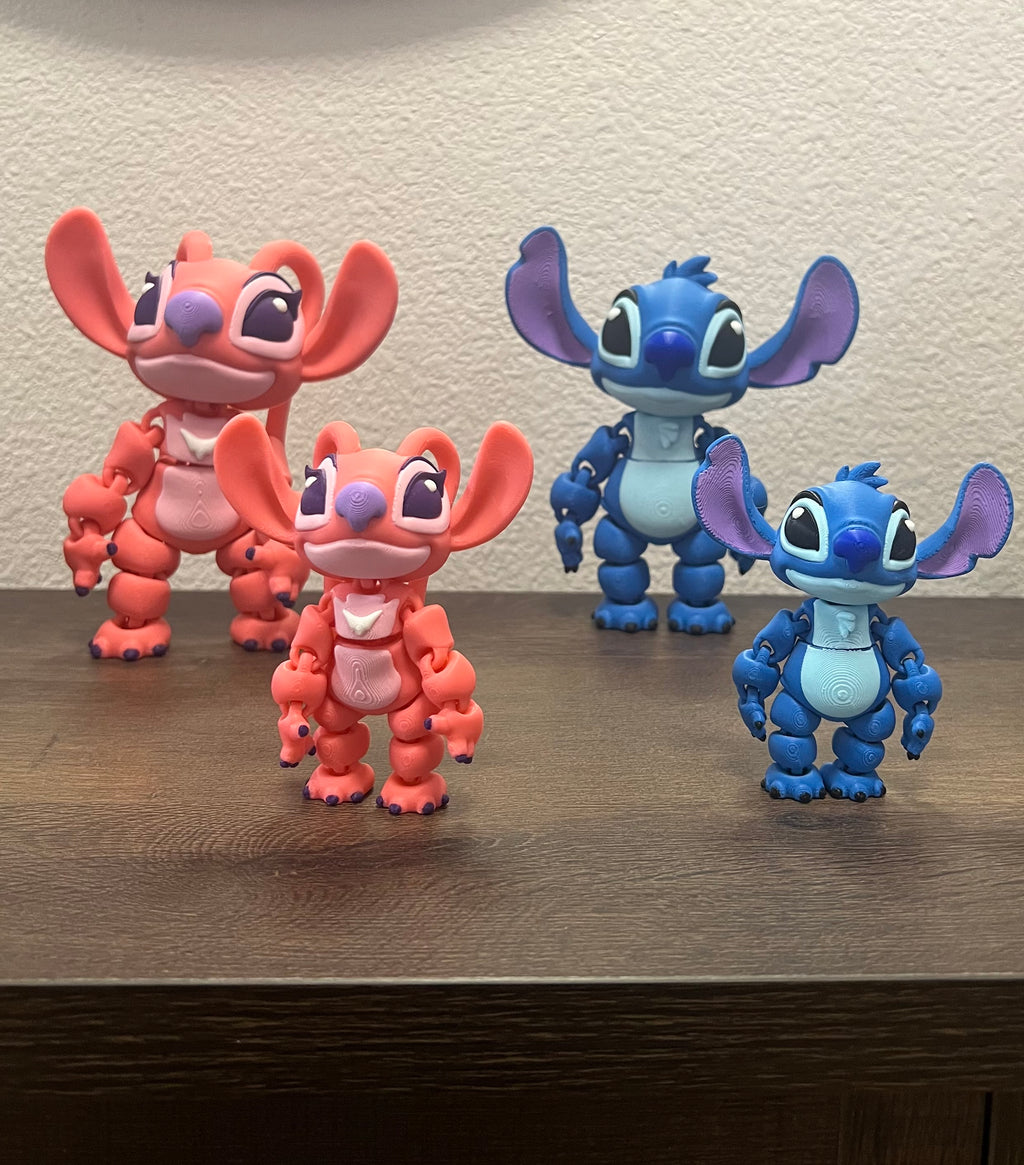 Pink Angel and Blue Stitch